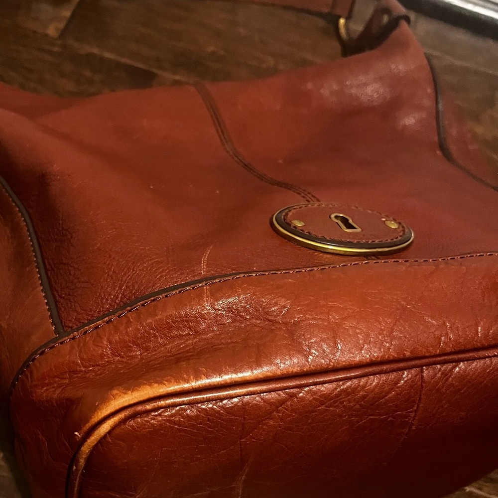 Vintage Fossil Maddox Brown Bucket Shoulder Bag - Picture 9 of 15